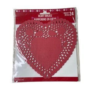 Red Heart Doilies Paper Romance Valentine Day Ephemera 16 Pack Crafts u Junk Jou